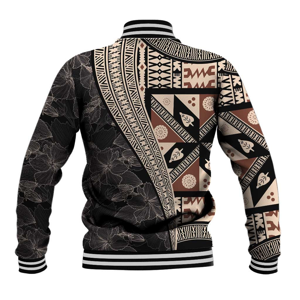 Bula Hibiscus Festival Baseball Jacket Fijian Masi Pattern Half Style LT03 - Polynesian Pride