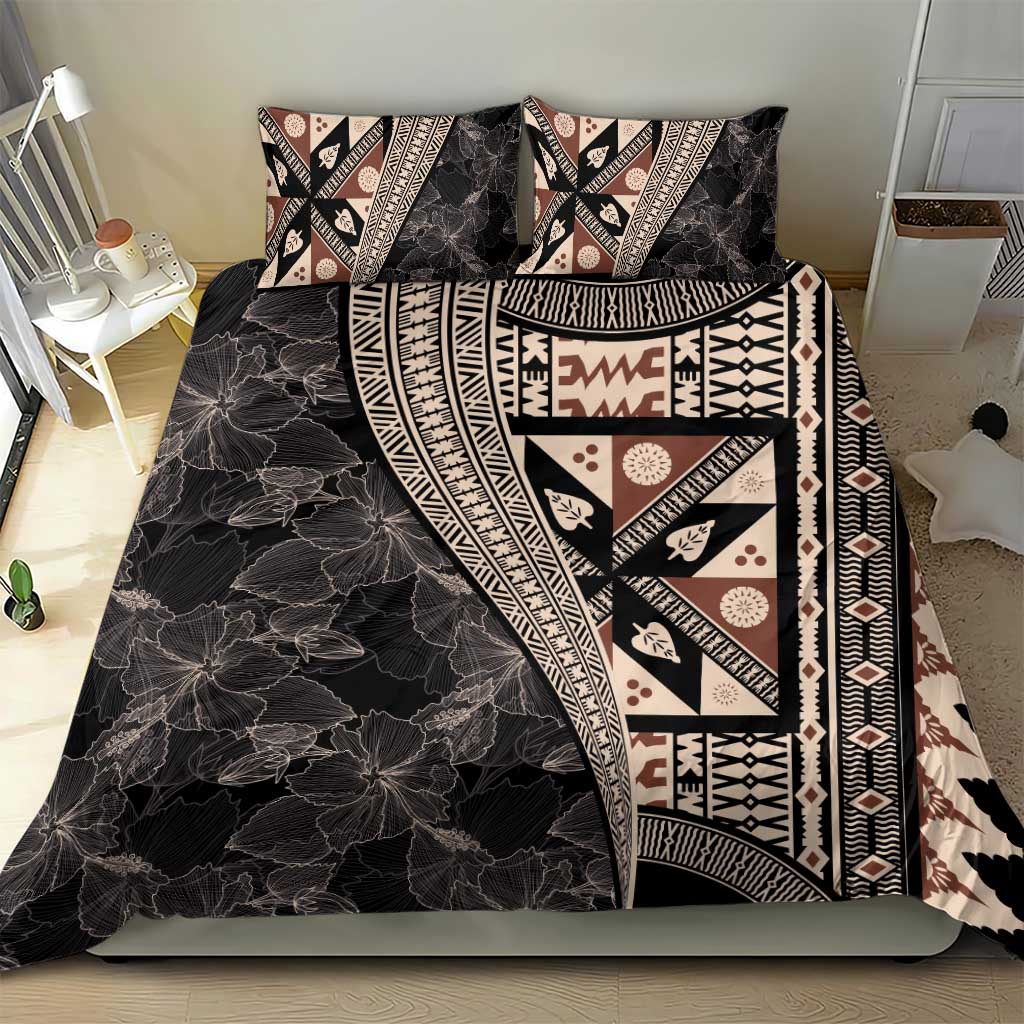 Bula Hibiscus Festival Bedding Set Fijian Masi Pattern Half Style