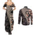 Bula Hibiscus Festival Couples Matching Summer Maxi Dress and Long Sleeve Button Shirt Fijian Masi Pattern Half Style