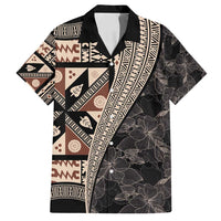 Bula Hibiscus Festival Family Matching Long Sleeve Bodycon Dress and Hawaiian Shirt Fijian Masi Pattern Half Style LT03 Dad's Shirt - Short Sleeve Beige - Polynesian Pride
