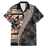 Bula Hibiscus Festival Family Matching Mermaid Dress and Hawaiian Shirt Fijian Masi Pattern Half Style LT03 Dad's Shirt - Short Sleeve Beige - Polynesian Pride