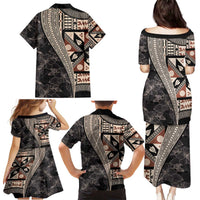 Bula Hibiscus Festival Family Matching Puletasi and Hawaiian Shirt Fijian Masi Pattern Half Style LT03 - Polynesian Pride