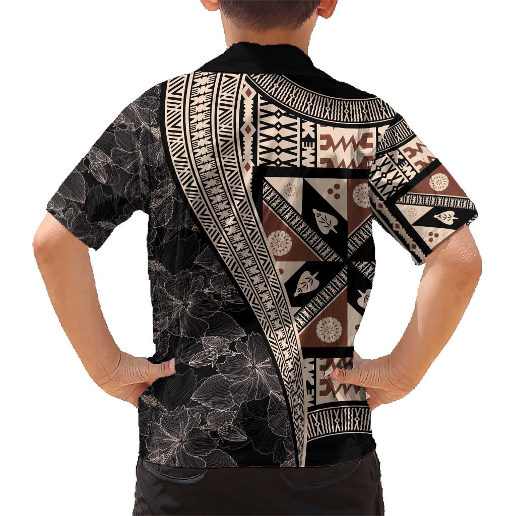 Bula Hibiscus Festival Family Matching Short Sleeve Bodycon Dress and Hawaiian Shirt Fijian Masi Pattern Half Style LT03 - Polynesian Pride