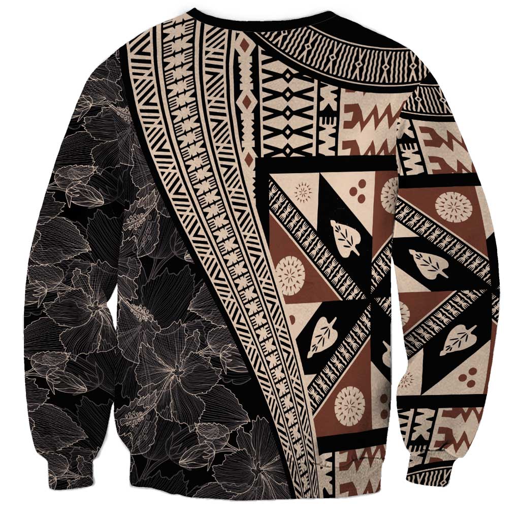 Bula Hibiscus Festival Sweatshirt Fijian Masi Pattern Half Style LT03 - Polynesian Pride