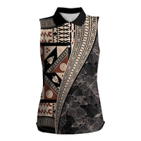 Bula Hibiscus Festival Women Sleeveless Polo Shirt Fijian Masi Pattern Half Style