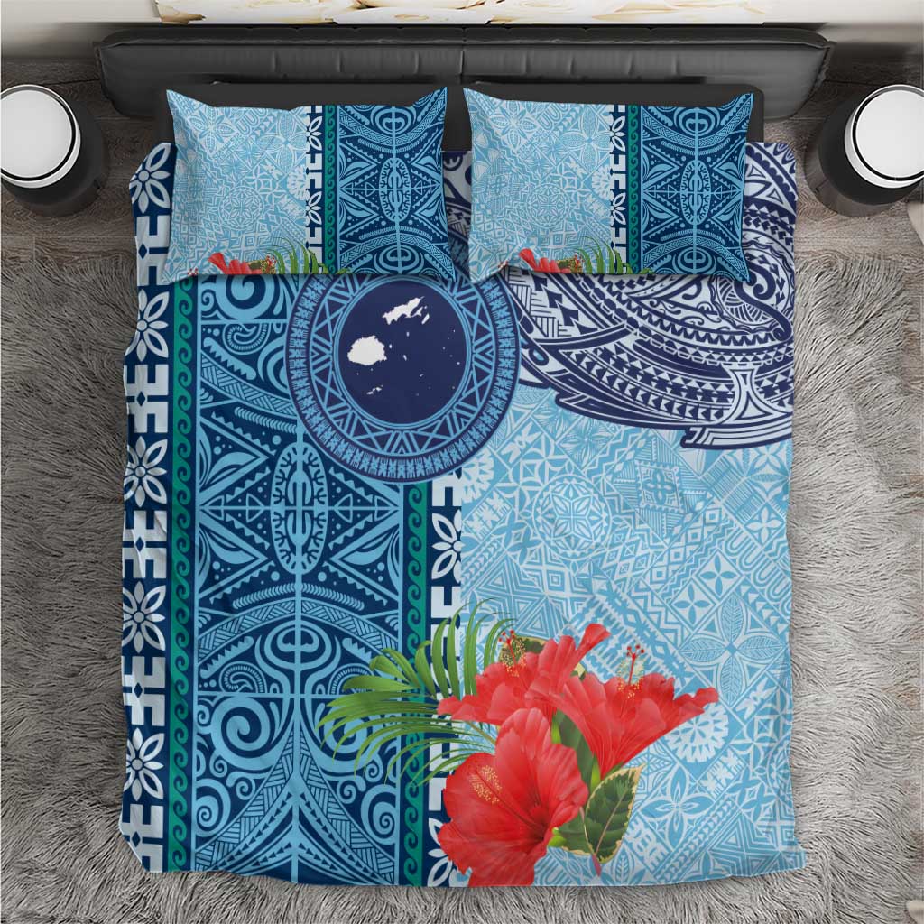 Fiji Day Bedding Set Tapa Pattern and Hibiscus Flower