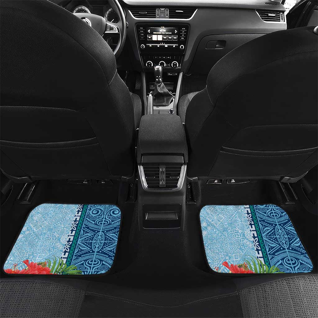 Fiji Day Car Mats Tapa Pattern and Hibiscus Flower