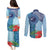 Fiji Day Couples Matching Puletasi and Long Sleeve Button Shirt Tapa Pattern and Hibiscus Flower