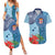 Fiji Day Couples Matching Summer Maxi Dress and Hawaiian Shirt Tapa Pattern and Hibiscus Flower