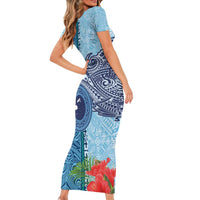 Fiji Day Family Matching Short Sleeve Bodycon Dress and Hawaiian Shirt Tapa Pattern and Hibiscus Flower LT03 - Polynesian Pride
