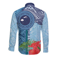 Fiji Day Long Sleeve Button Shirt Tapa Pattern and Hibiscus Flower LT03 - Polynesian Pride