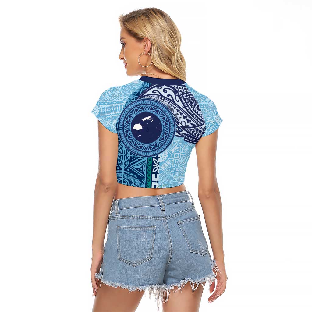 Fiji Day Raglan Cropped T Shirt Tapa Pattern and Hibiscus Flower LT03 - Polynesian Pride