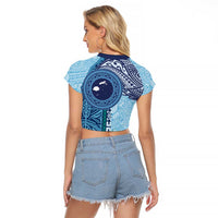 Fiji Day Raglan Cropped T Shirt Tapa Pattern and Hibiscus Flower LT03 - Polynesian Pride