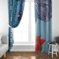 Fiji Day Window Curtain Tapa Pattern and Hibiscus Flower