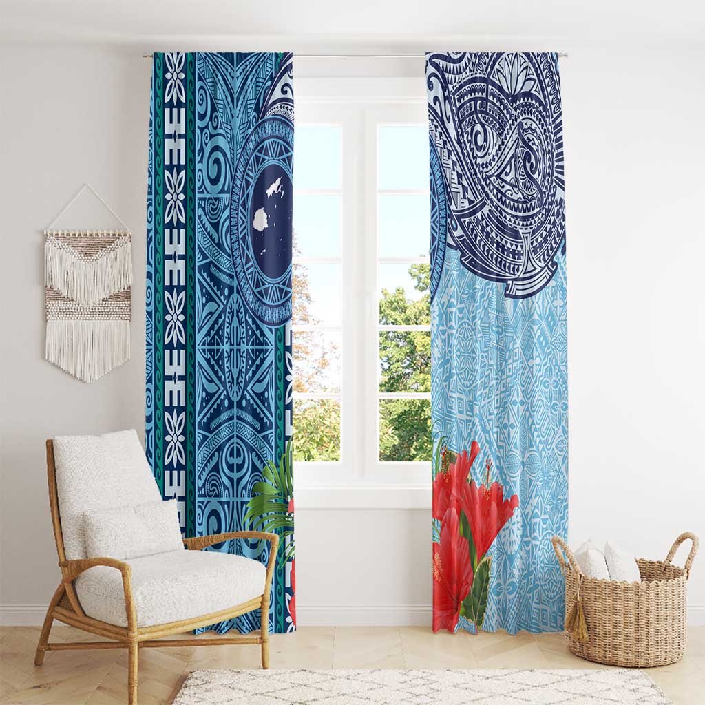 Fiji Day Window Curtain Tapa Pattern and Hibiscus Flower