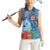 Fiji Day Women Sleeveless Polo Shirt Tapa Pattern and Hibiscus Flower