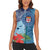 Fiji Day Women Sleeveless Polo Shirt Tapa Pattern and Hibiscus Flower
