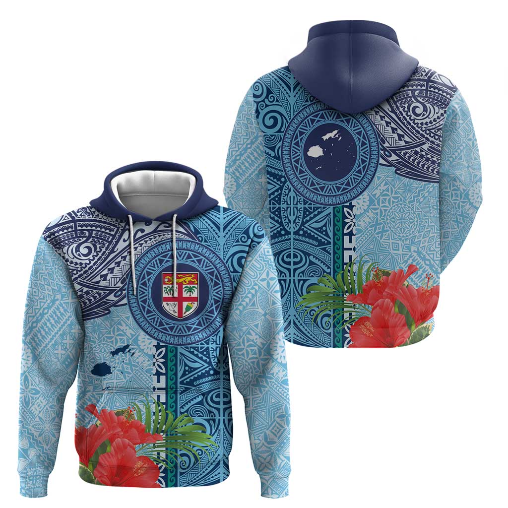 Fiji Day Zip Hoodie Tapa Pattern and Hibiscus Flower LT03 - Polynesian Pride