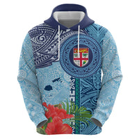 Fiji Day Zip Hoodie Tapa Pattern and Hibiscus Flower LT03 - Polynesian Pride