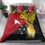 Papua New Guinea Independence Day Bedding Set Bird-of-Paradise with Map and Polynesian Pattern