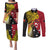 Papua New Guinea Independence Day Couples Matching Puletasi and Long Sleeve Button Shirt Bird-of-Paradise with Map and Polynesian Pattern