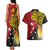 Papua New Guinea Independence Day Couples Matching Tank Maxi Dress and Hawaiian Shirt Bird-of-Paradise with Map and Polynesian Pattern