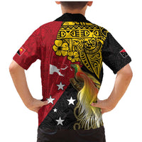 Papua New Guinea Independence Day Family Matching Mermaid Dress and Hawaiian Shirt Bird-of-Paradise with Map and Polynesian Pattern