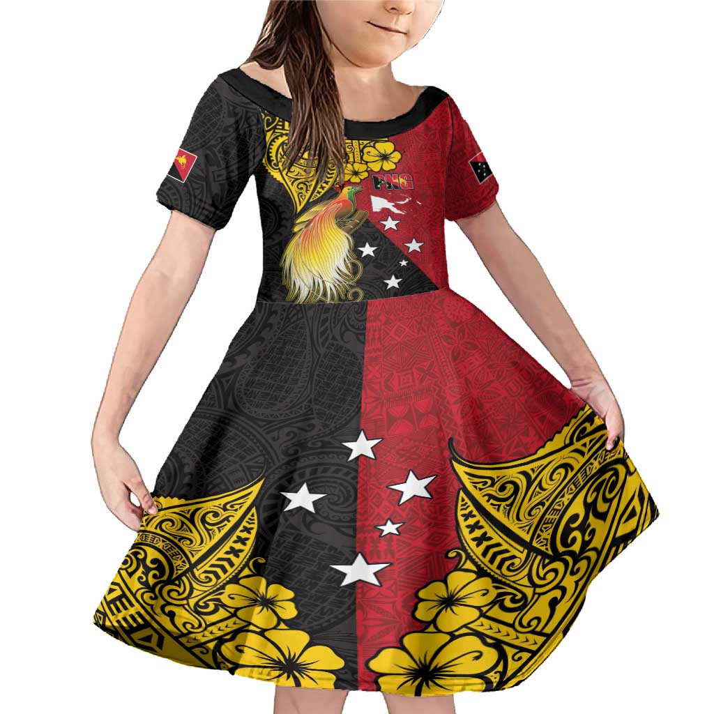 Papua New Guinea Independence Day Family Matching Mermaid Dress and Hawaiian Shirt Bird-of-Paradise with Map and Polynesian Pattern