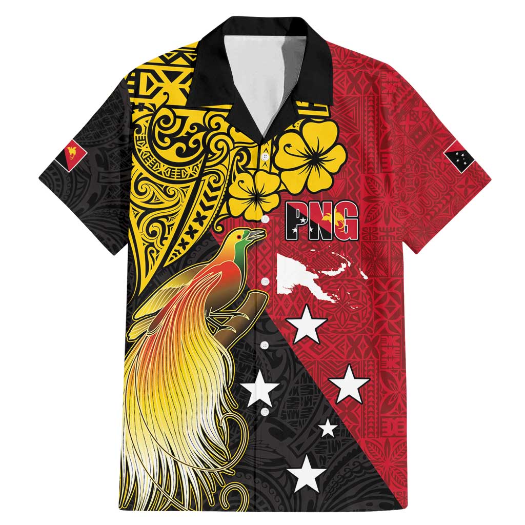 Papua New Guinea Independence Day Family Matching Mermaid Dress and Hawaiian Shirt Bird-of-Paradise with Map and Polynesian Pattern