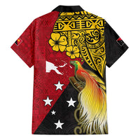 Papua New Guinea Independence Day Family Matching Short Sleeve Bodycon Dress and Hawaiian Shirt Bird-of-Paradise with Map and Polynesian Pattern