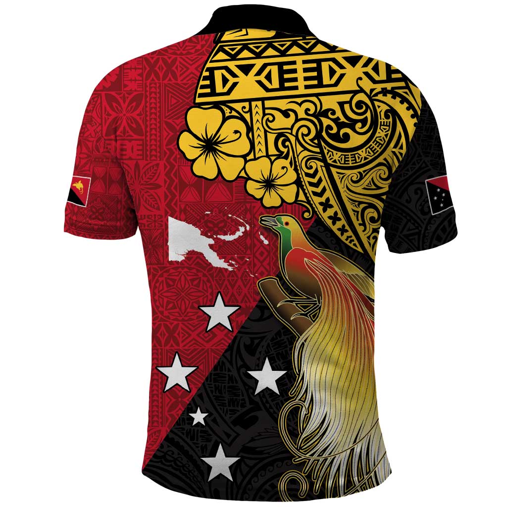 Papua New Guinea Independence Day Polo Shirt Bird-of-Paradise with Map and Polynesian Pattern LT03 - Polynesian Pride