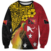 Papua New Guinea Independence Day Sweatshirt Bird-of-Paradise with Map and Polynesian Pattern