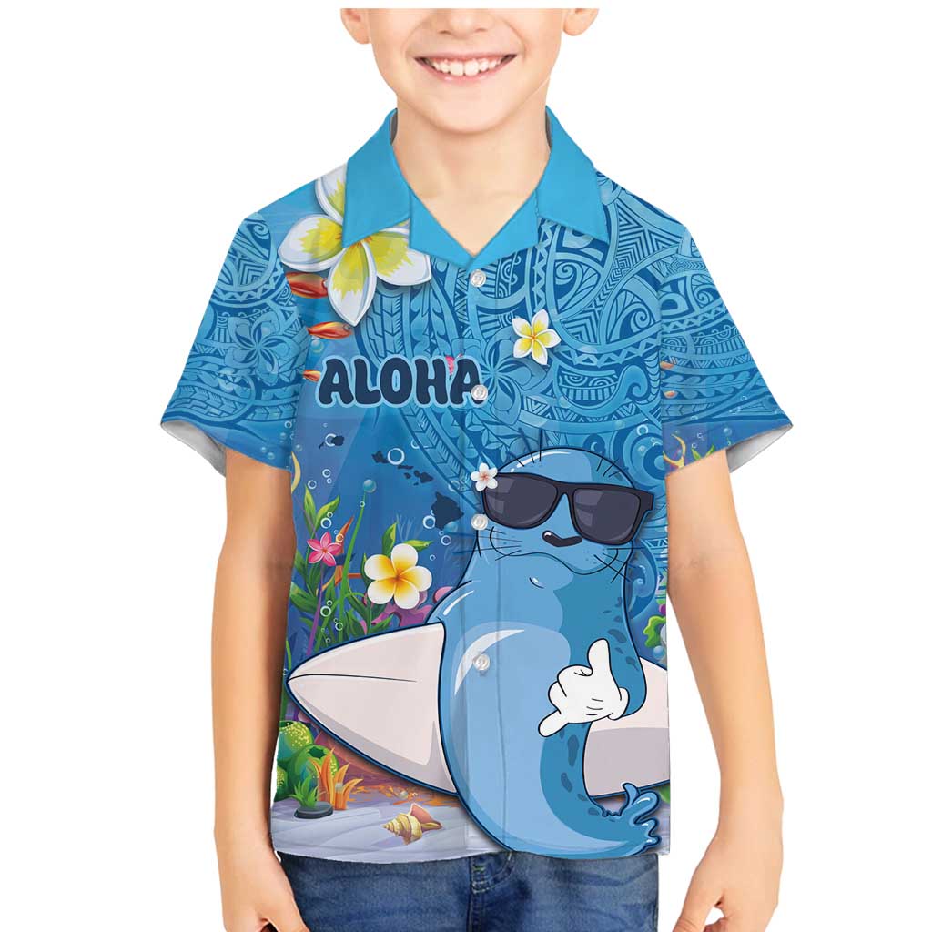 Aloha Hawaiian Monk Seal Family Matching Mermaid Dress and Hawaiian Shirt Polynesian Tattoo The Ocean and Undersea Vibe