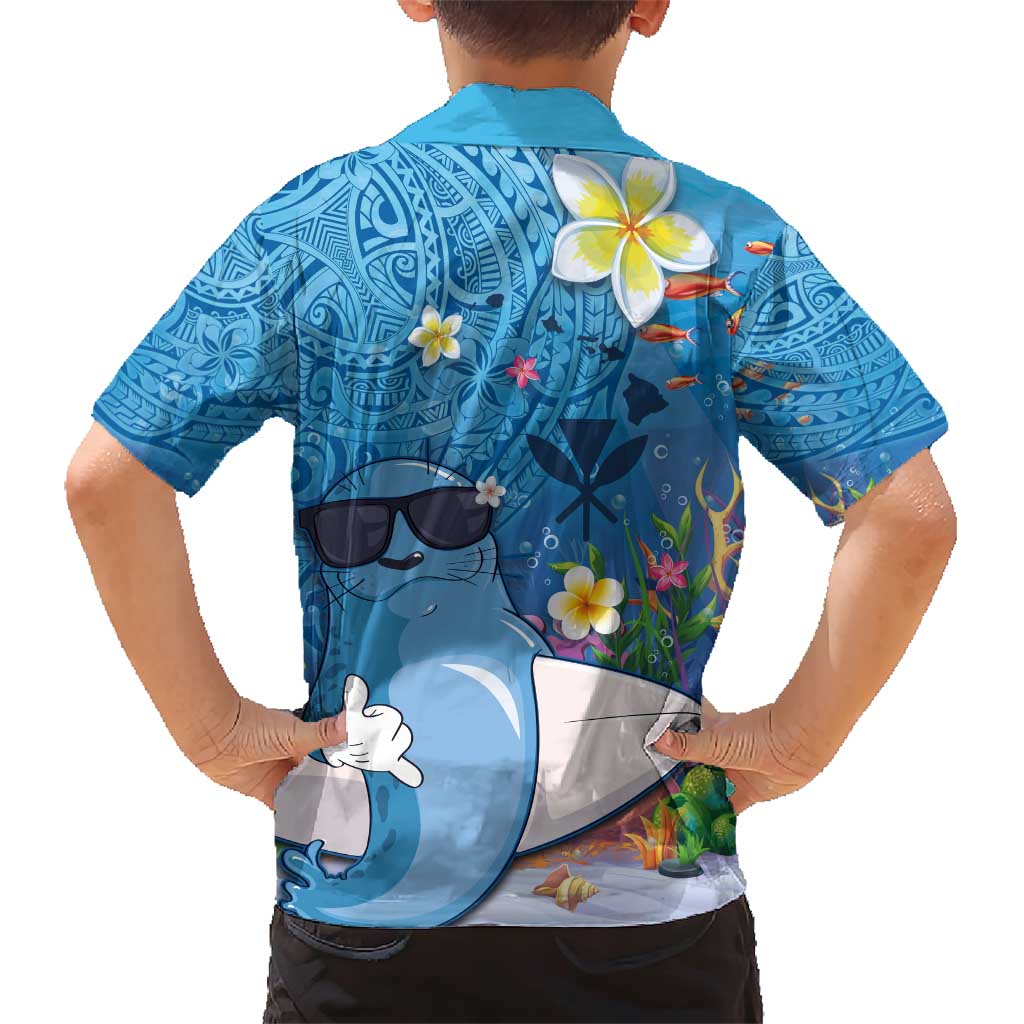 Aloha Hawaiian Monk Seal Family Matching Short Sleeve Bodycon Dress and Hawaiian Shirt Polynesian Tattoo The Ocean and Undersea Vibe