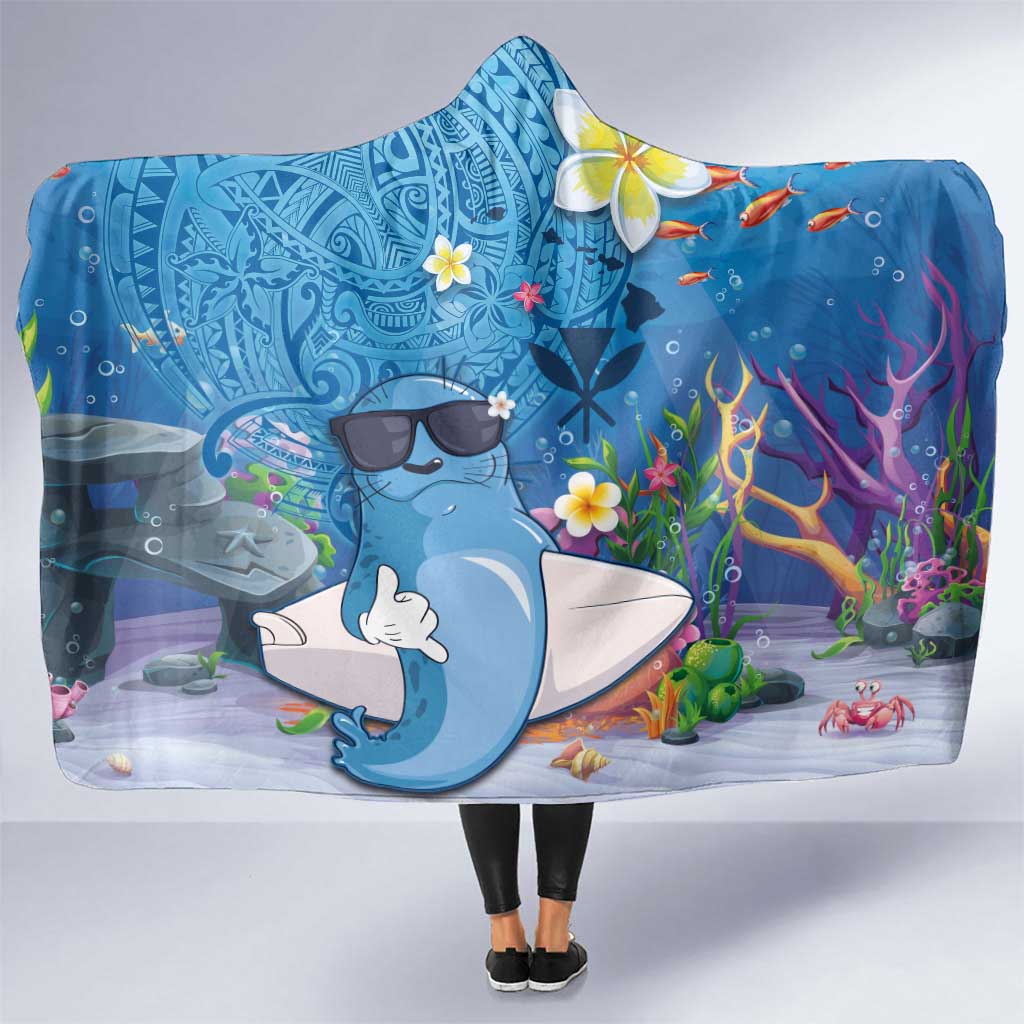 Aloha Hawaiian Monk Seal Hooded Blanket Polynesian Tattoo The Ocean and Undersea Vibe