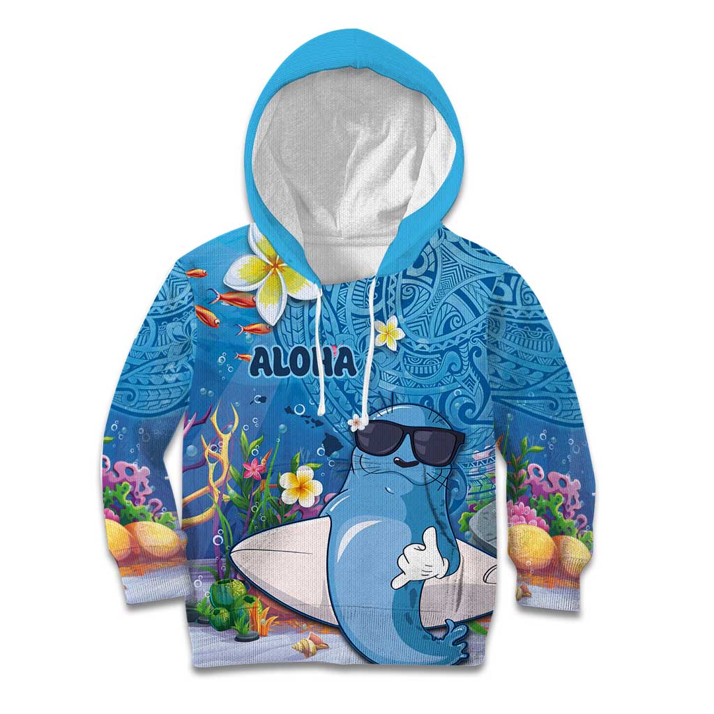 Aloha Hawaiian Monk Seal Kid Hoodie Polynesian Tattoo The Ocean and Undersea Vibe