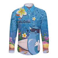 Aloha Hawaiian Monk Seal Long Sleeve Button Shirt Polynesian Tattoo The Ocean and Undersea Vibe