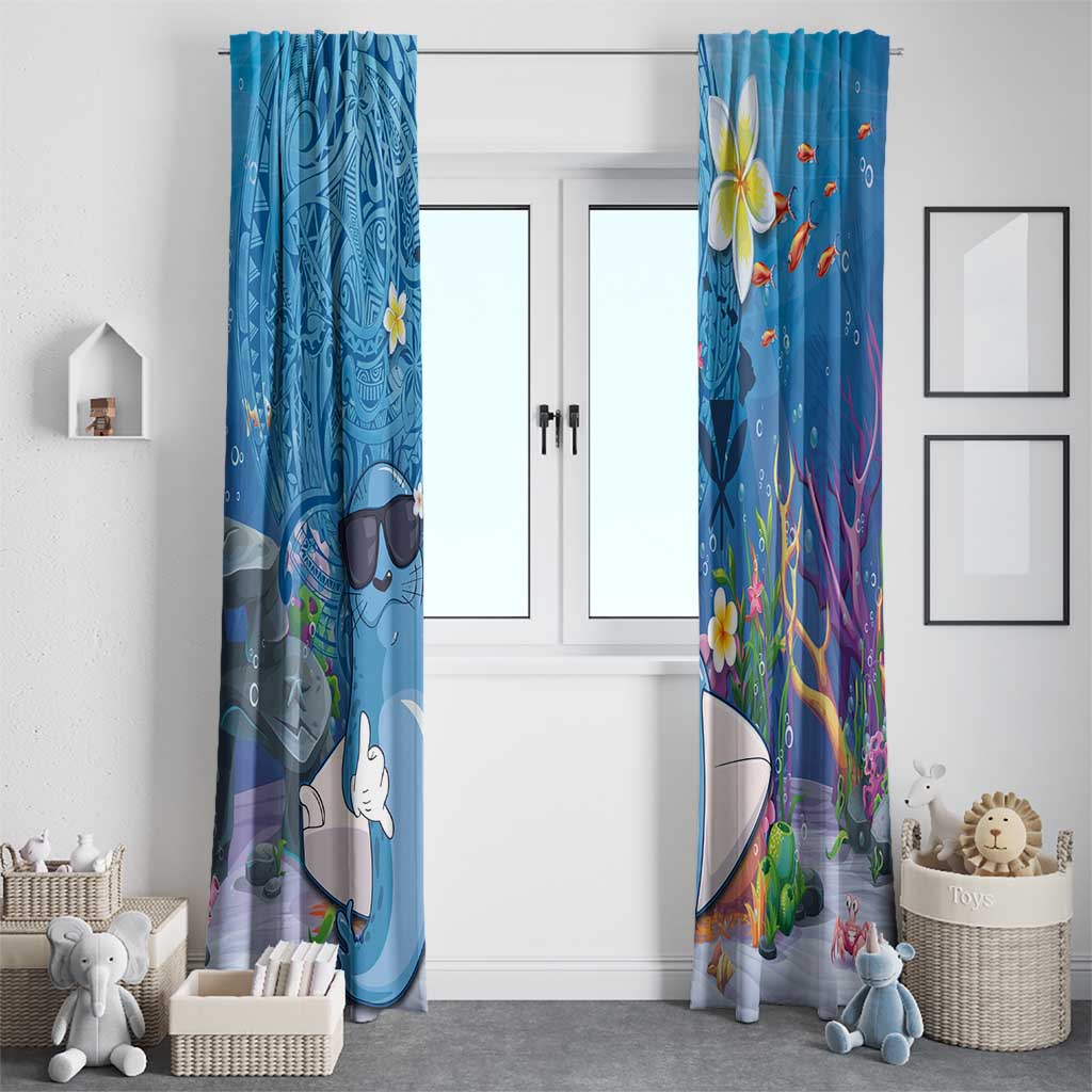 Aloha Hawaiian Monk Seal Window Curtain Polynesian Tattoo The Ocean and Undersea Vibe