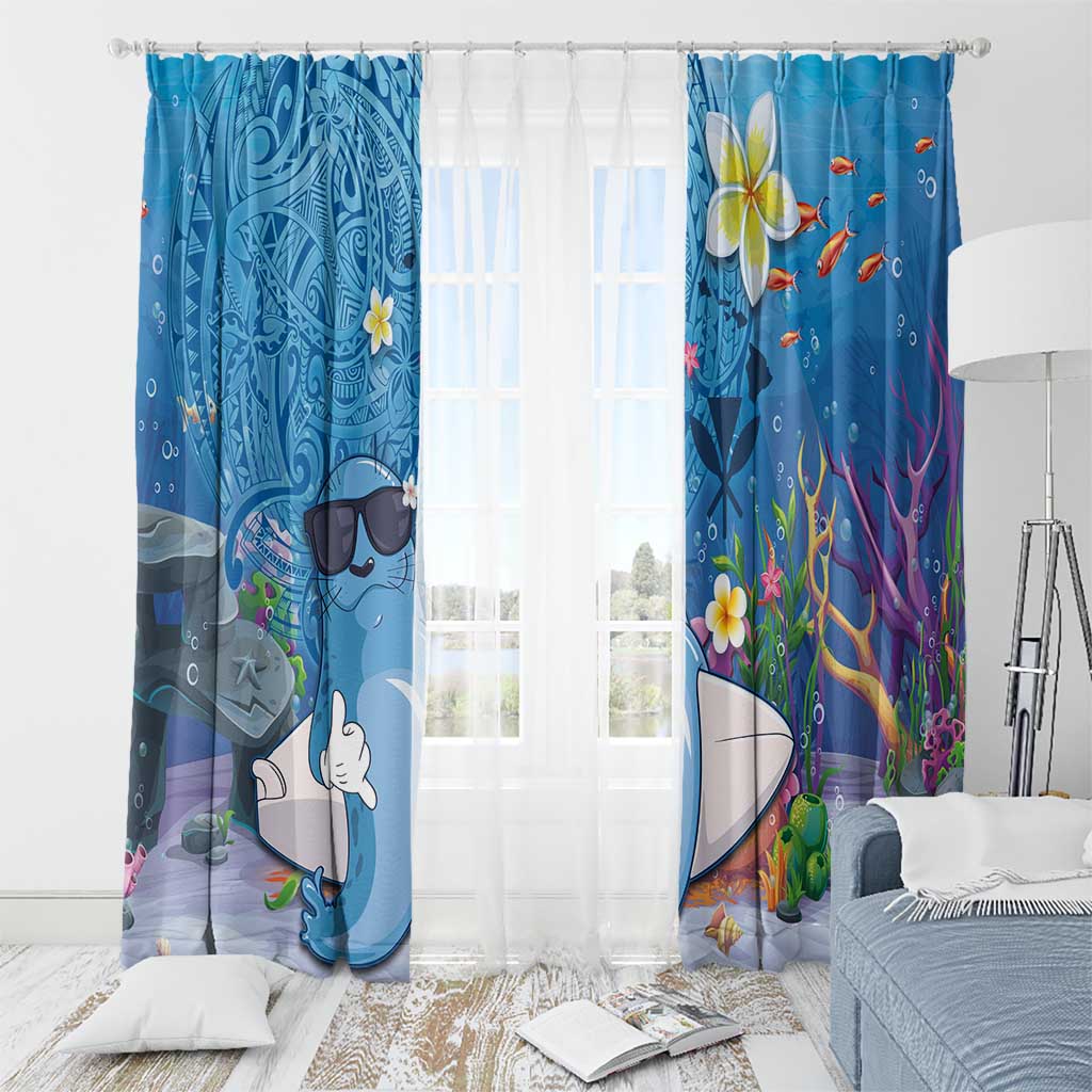 Aloha Hawaiian Monk Seal Window Curtain Polynesian Tattoo The Ocean and Undersea Vibe