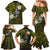Hawaiian Turtle and Plumeria Family Matching Mermaid Dress and Hawaiian Shirt Polynesian Tattoo and Tribal Elements Pattern Yellow Color