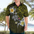 Hawaiian Turtle and Plumeria Hawaiian Shirt Polynesian Tattoo and Tribal Elements Pattern Yellow Color