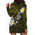 Hawaiian Turtle and Plumeria Hoodie Dress Polynesian Tattoo and Tribal Elements Pattern Yellow Color