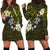 Hawaiian Turtle and Plumeria Hoodie Dress Polynesian Tattoo and Tribal Elements Pattern Yellow Color