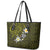 Hawaiian Turtle and Plumeria Leather Tote Bag Polynesian Tattoo and Tribal Elements Pattern Yellow Color