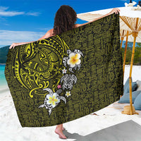 Hawaiian Turtle and Plumeria Sarong Polynesian Tattoo and Tribal Elements Pattern Yellow Color