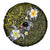 Hawaiian Turtle and Plumeria Spare Tire Cover Polynesian Tattoo and Tribal Elements Pattern Yellow Color