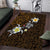 Hawaiian Turtle and Plumeria Area Rug Polynesian Tattoo and Tribal Elements Pattern Orange Color