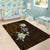 Hawaiian Turtle and Plumeria Area Rug Polynesian Tattoo and Tribal Elements Pattern Orange Color