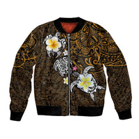Hawaiian Turtle and Plumeria Bomber Jacket Polynesian Tattoo and Tribal Elements Pattern Orange Color LT03 Unisex Orange - Polynesian Pride