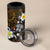 Hawaiian Turtle and Plumeria 4 in 1 Can Cooler Tumbler Polynesian Tattoo and Tribal Elements Pattern Orange Color